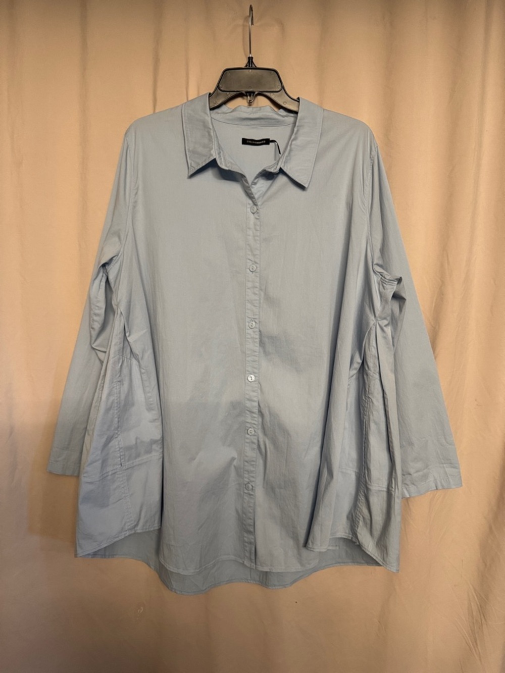 Stella Carakasi  Oversized Button-Up Tunic, Size XL, Color Light Blue